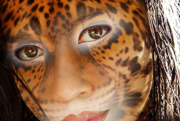 Как добавить кожу ягуара на лицо женщины