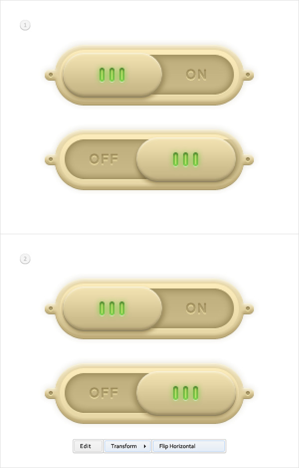 Как создать бледно-золотые кнопки-переключатели