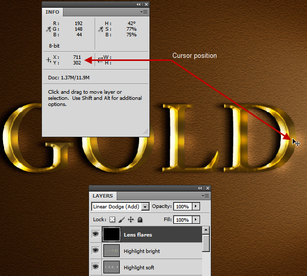 Создание простого и реалистичного золотого текстового эффекта в Photoshop