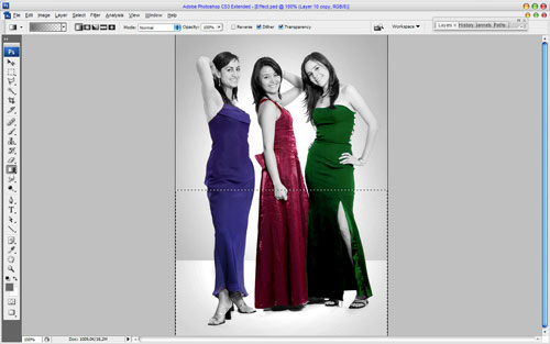 Эффект цветных фрагментов на черно-белой фотографии
